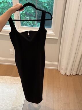 Paris Georgia Black Sleeveless Midi Dress with Sweetheart Notch